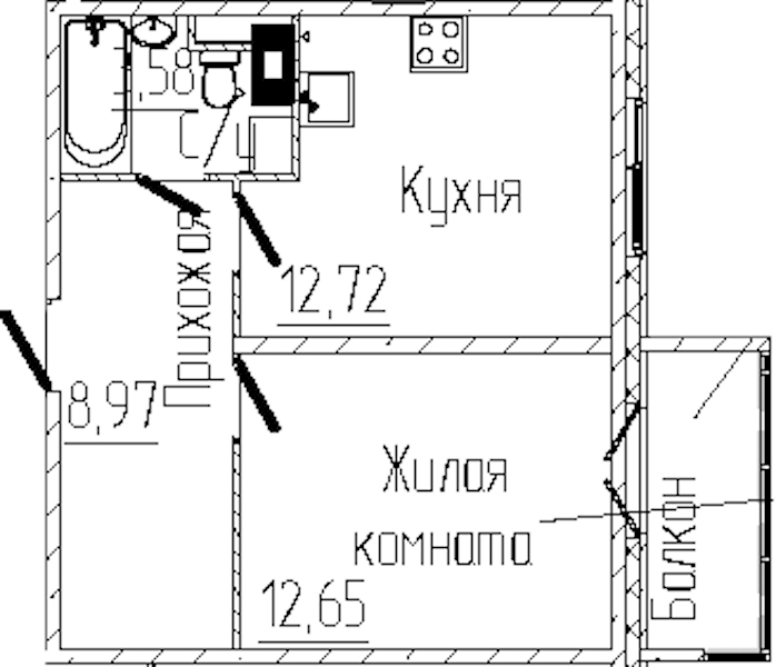 1-комнатная квартира 39.03 м², 3/8 эт., ЖК «SERTOLOVO PARK»